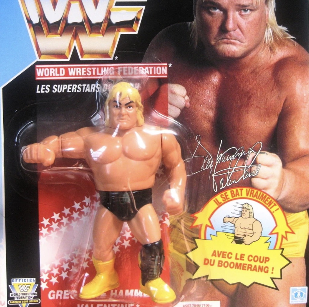 WWF Hasbro Greg the Hammer Valentine French card