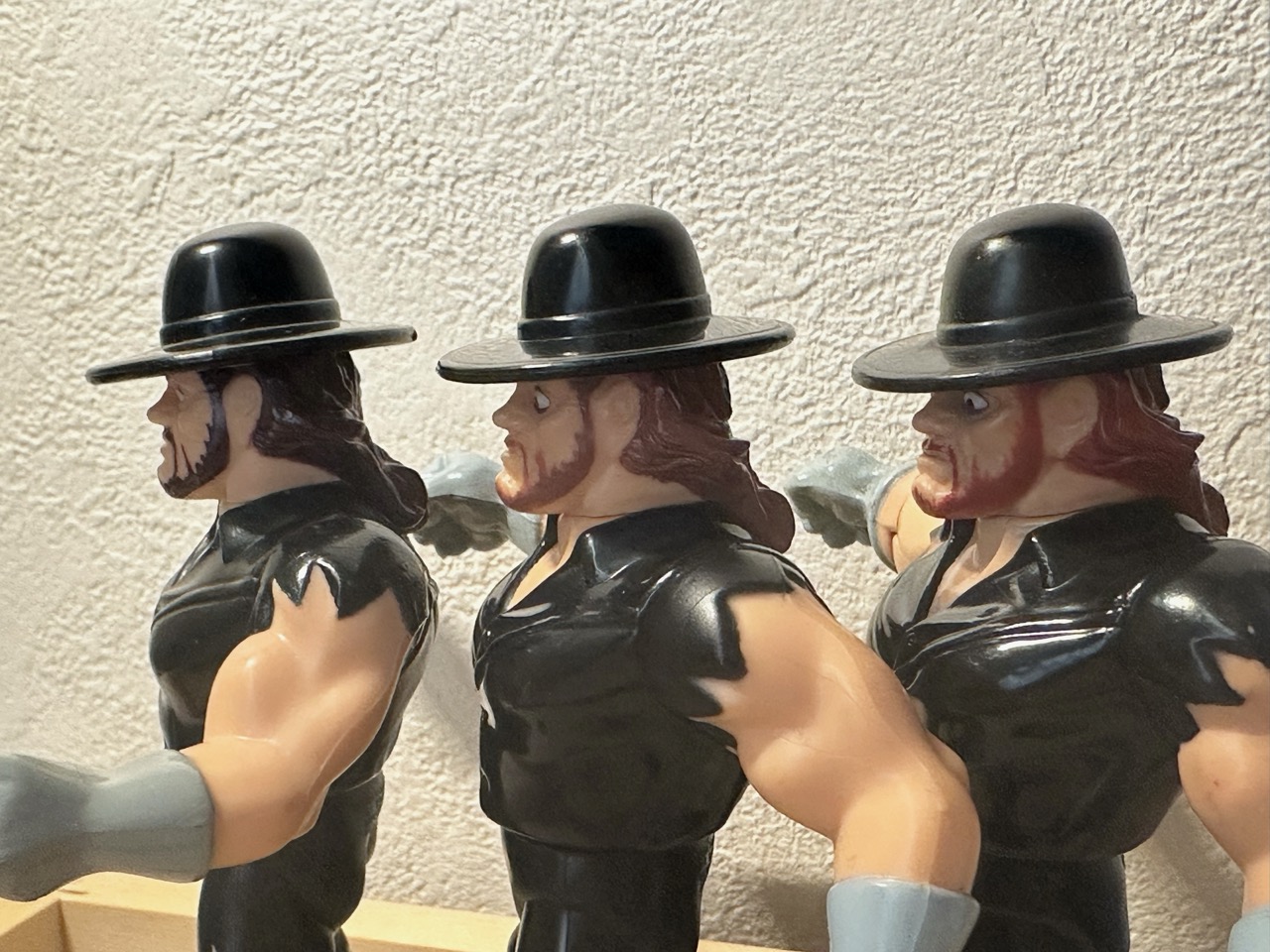 WWF Hasbro Undertaker mailaway hair color comparison