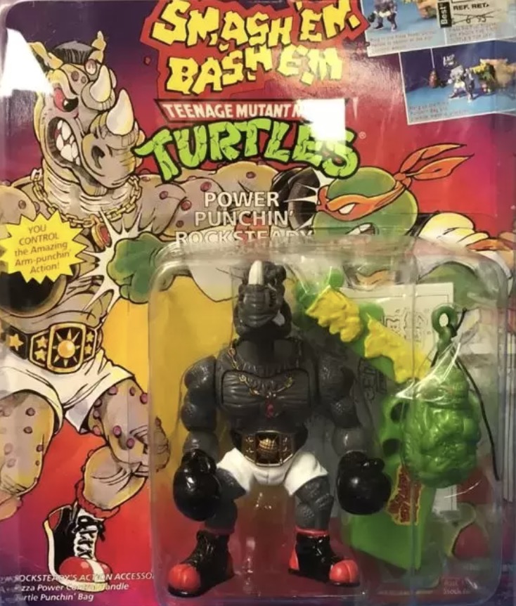 Smash Em Bash Em Power Punchin Rocksteady action figure