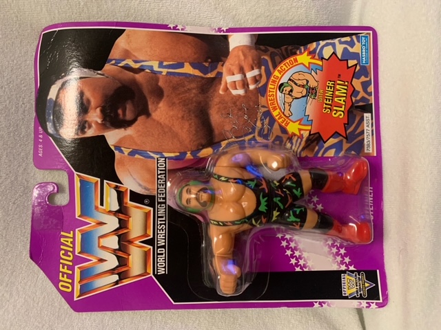 1994 WWF HASBRO WRESTLING FIGURE RICK STEINER ON PURPLE CARD MOC